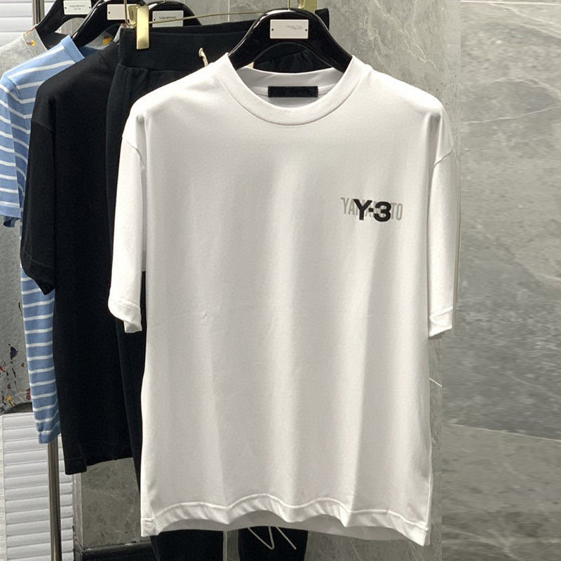 

Cotton STREET AREA y3 Short-sleeved T-shirt Men' Summer Letters Printing Casual Round Neck Sports Loose T shirt, White