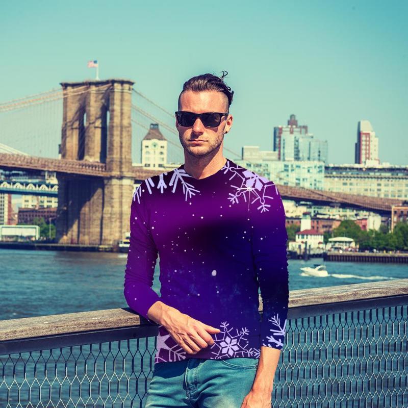 

Men' T-Shirts GIYU Christmas Long Sleeve T Shirt Men Snowflake 3d Printed Tshirt Year Anime Clothes Purple Mens Clothing, Cx-sdj-10002