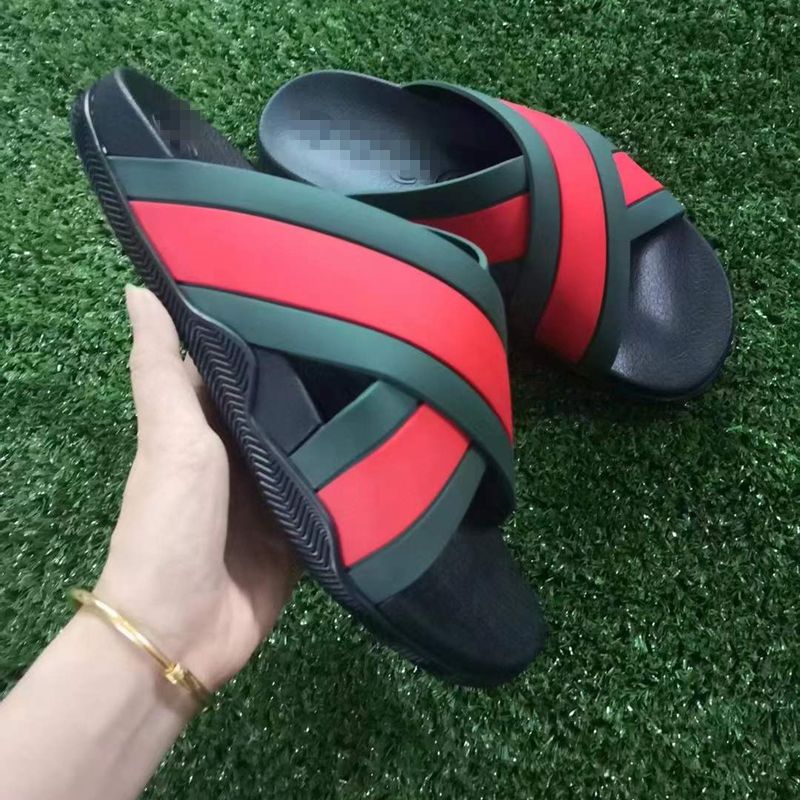 

Slide Sandal Slipper Designer Slides Sandals with Web Strip Shoes Hybrid Rubber Summer Beach Outdoor Cool Slippers Scuffs Men Women Cross Straps Flat Flipflops, Dark green