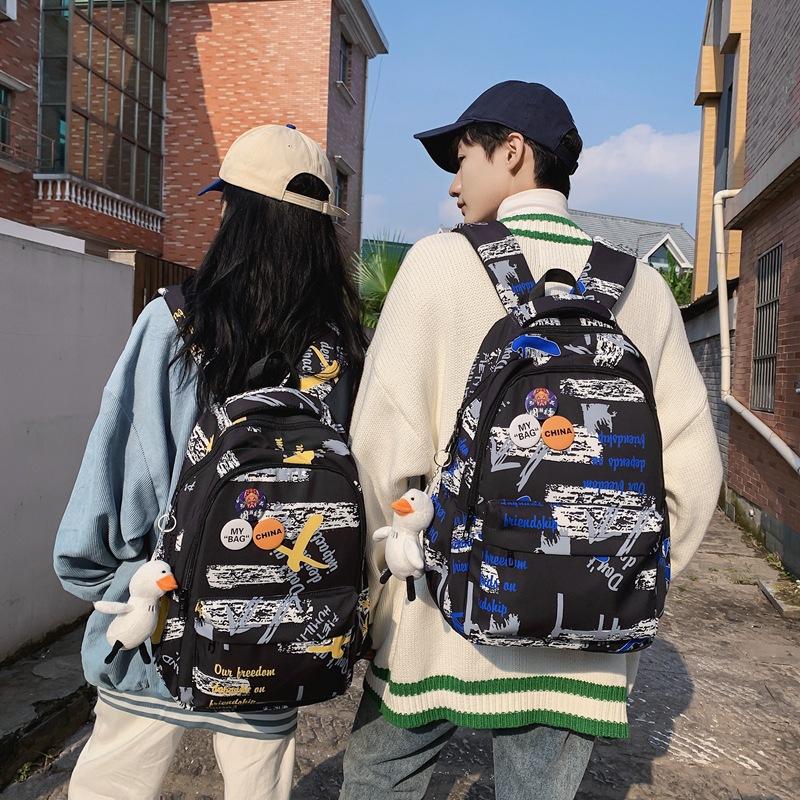 

School Bags Backpack Female Korean Street Campus Style Large-capacity Junior High College Student Bag Casual Letter, Only-bag