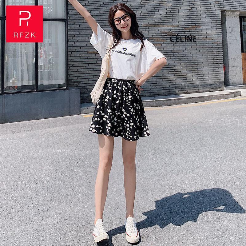 

Skirts PFZK Women 2022 Summer Floral Print Mini Skirt A Line Elegant High Waist Casual Holiday Beach, Black