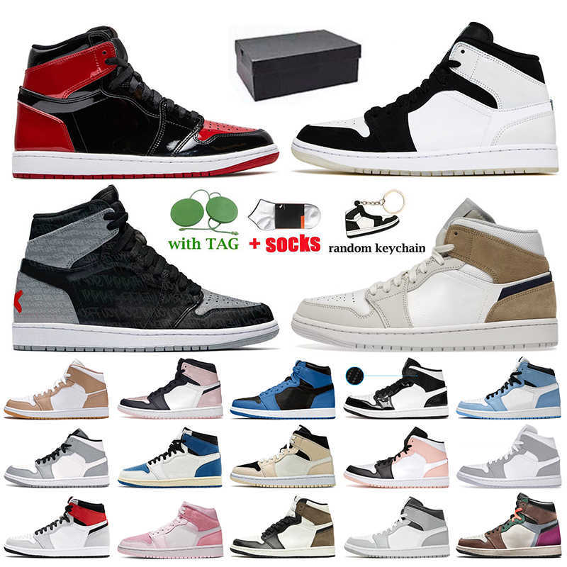 

2022 With Box Jumpman 1 1s Basketball Shoes High Og Patent Bred Diamond Shorts Rebellionaire Tan Suede Shadow Red University Blue Women Mens, A55 tan suede 36-46