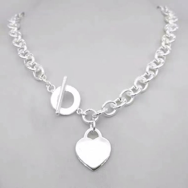 

Forever heart pendant OT buckle love necklace for womens and mans silver plating thick chain necklaces jewerly designer link chains fashion accessories girls gifts