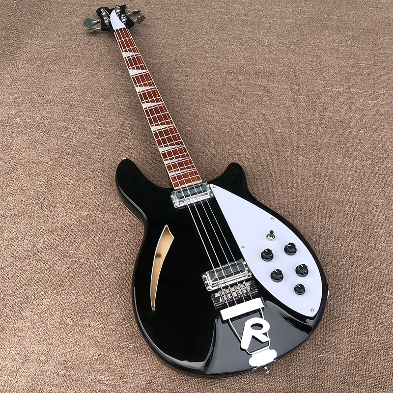 

High-quality 4005 bass black lacquer 4-string electric bass half-empty heart piano with F hole rosewood fingerboard light postage