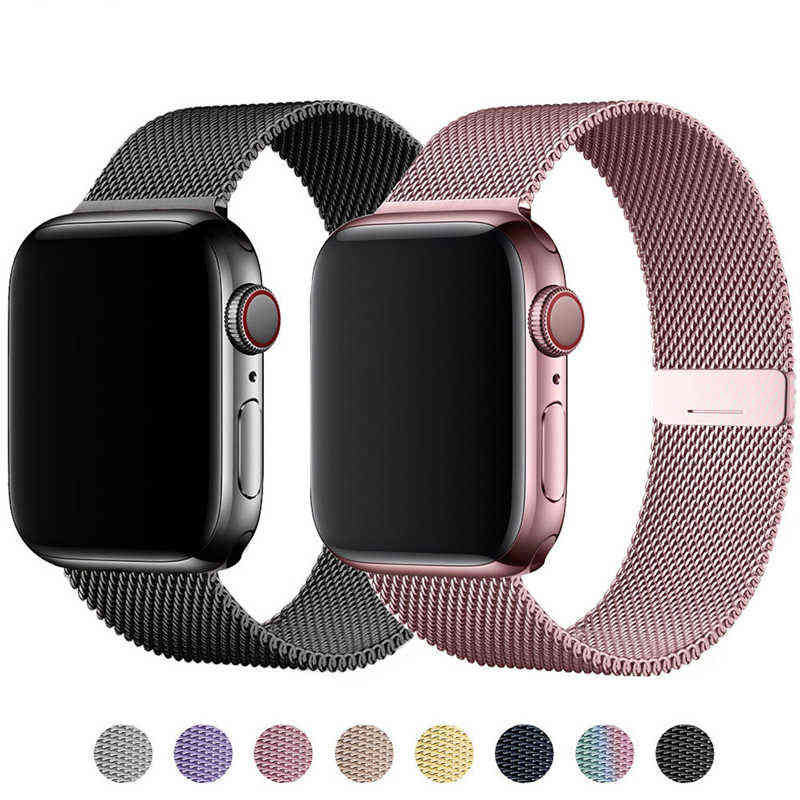 

Magnetic Loop Strap For Apple watch Band 44mm 40mm 45mm 41mm 42mm 38mm Stainless steel correa bracelet iWatch serie 3 4 5 6 se 7 Y220401