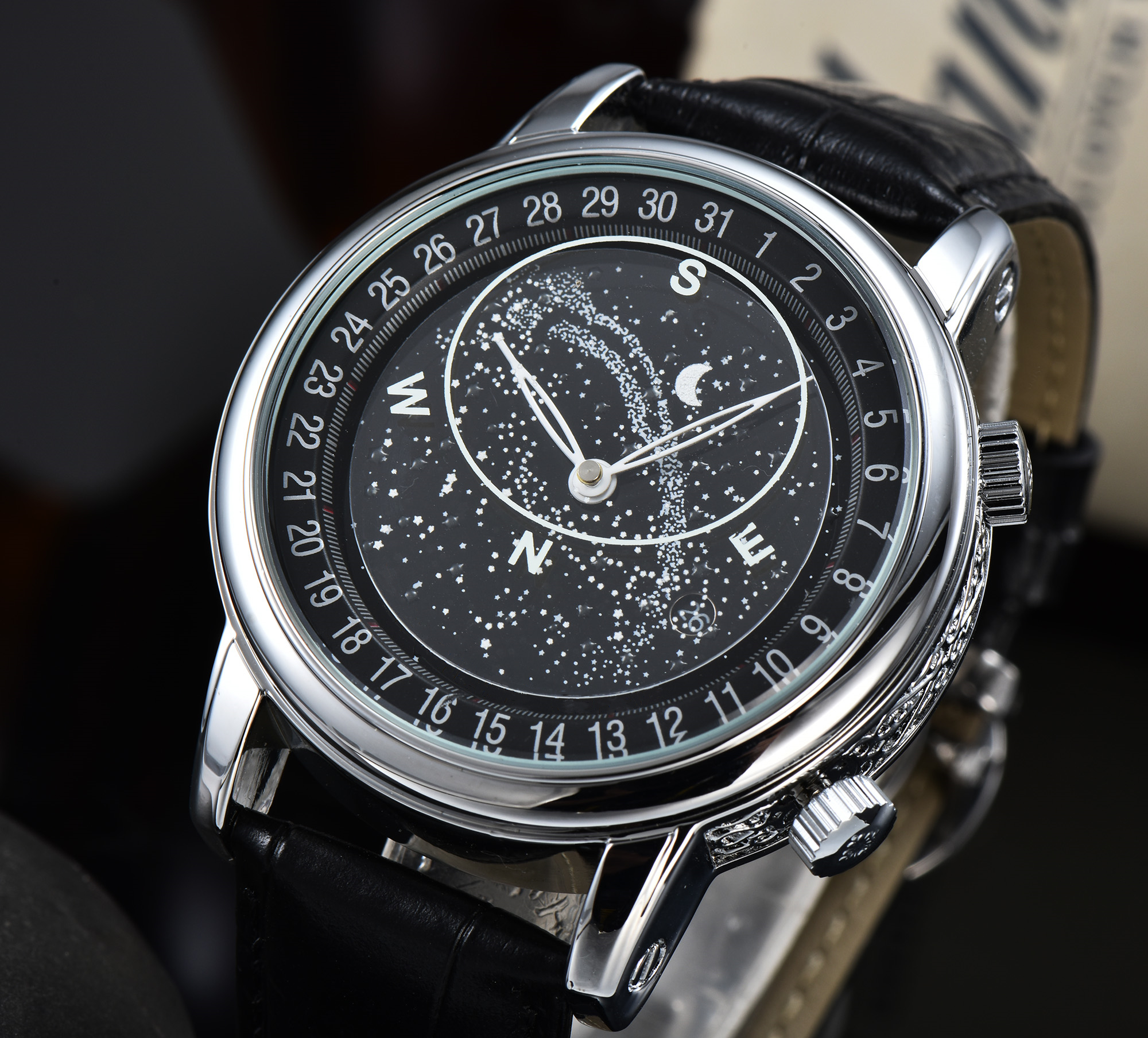 

2022 New Men's Watch Automatic Stainless Steel Ceramic WristWatch Mechanical Movement Fashion Trend Waterproof Watch High Quality Leather Strap, C1-black belt gold