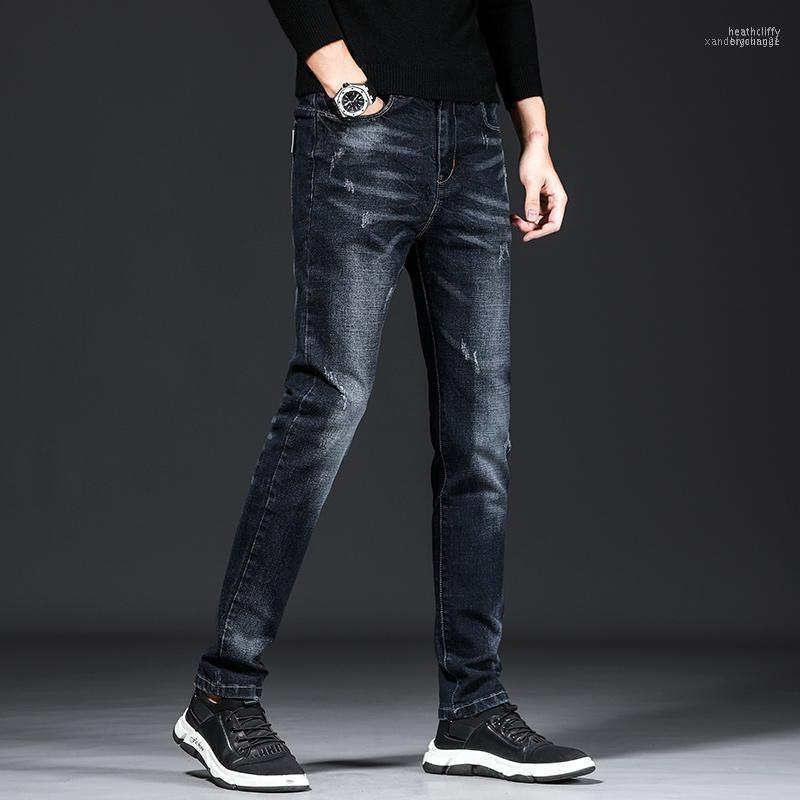 

Men's Jeans 2022 Summer Denim Pants Slim Straight Dark Blue Regular Fit Leisure Long Trousers High Quality Cotton Brand Jeans1 Heat22