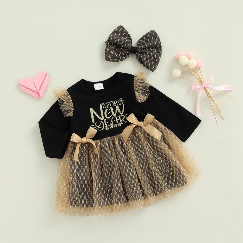 

Girl's Dresses 0-3Y Princess Baby Girls Years Dress With Headband 2pcs Letter Printed Sleeve Mesh Lace Tutu DressGirl's Girl'sGirl's, As pic