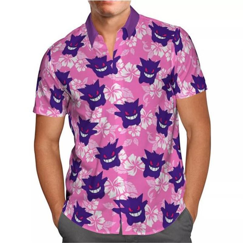 

Men' Casual Shirts Red Cartoon Anime 3D Print Beach Hawaiian Shirt Summer Short Sleeve Streetwear Oversized Chemise Homme Camisa MasculinaM