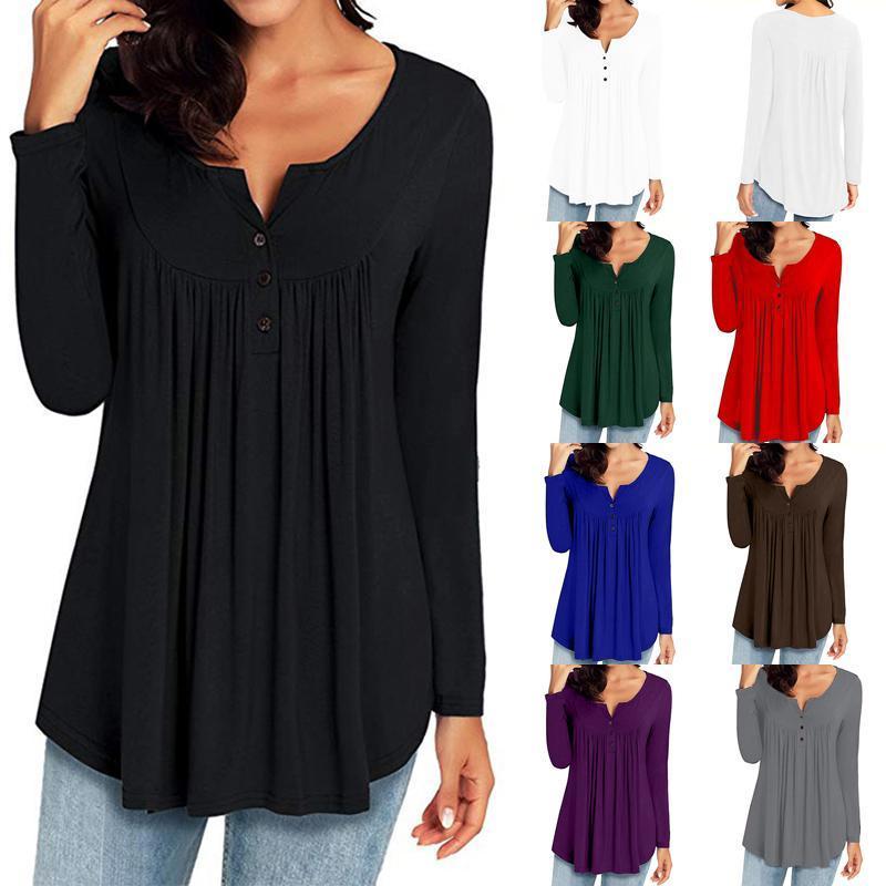 

Women Blouse & Shirt Plus Size S-3XL Female Long Sleeve Chic Elegant Lady Solid Loose Tops Black Gray Purple Red Blusas Women's Blouses Shir, Brown