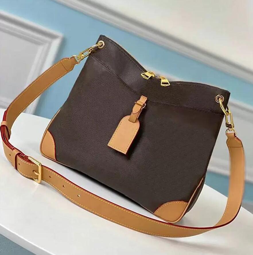 

Odeon Womens Vintage Genuine Leather Shoulder Bag Damier Ebene coated canvas Luxurys Designer Crossbody Hobo Handle Bags Handbag, Brown flower