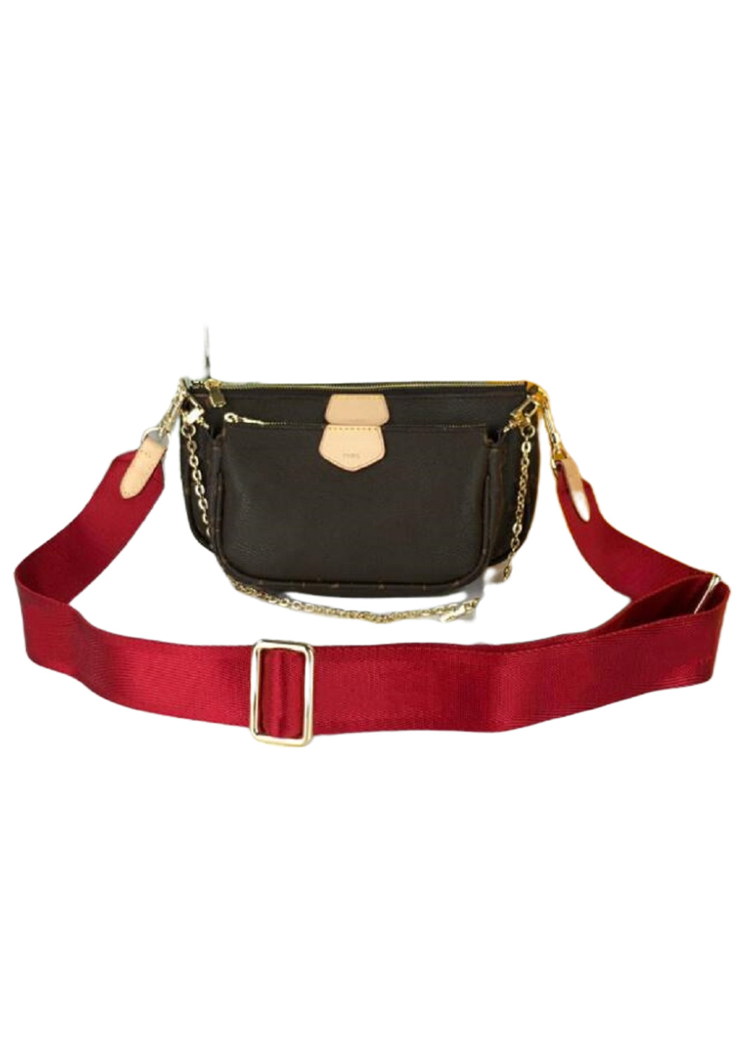

2022 Women Shoulder Bag MULTI POCHETTE ACCESSORIES Luxury Handbag Messenger Chain Strap Purse Clutch Tote Function Wallet, Red