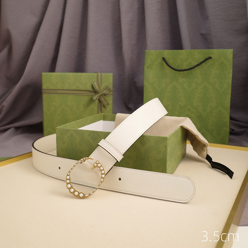 

2022 Designer Belt Inlaid Diamond Pearl Men Women Classic Fashion Belts Width 3.5cm With Box, Multi