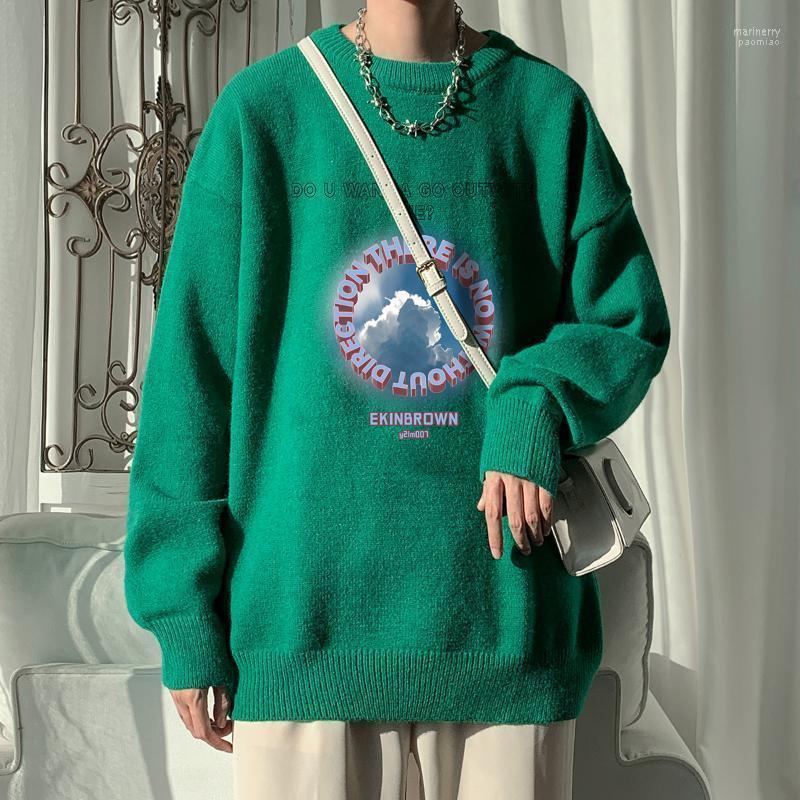 

Men's Sweaters -5XL Plus Size Men Letters Printed Crew Neck Long Sleeve Oversize Sweater Korean Streetwear Autumn Knitwear For XXXXXL Mari2, Brown sweaters men