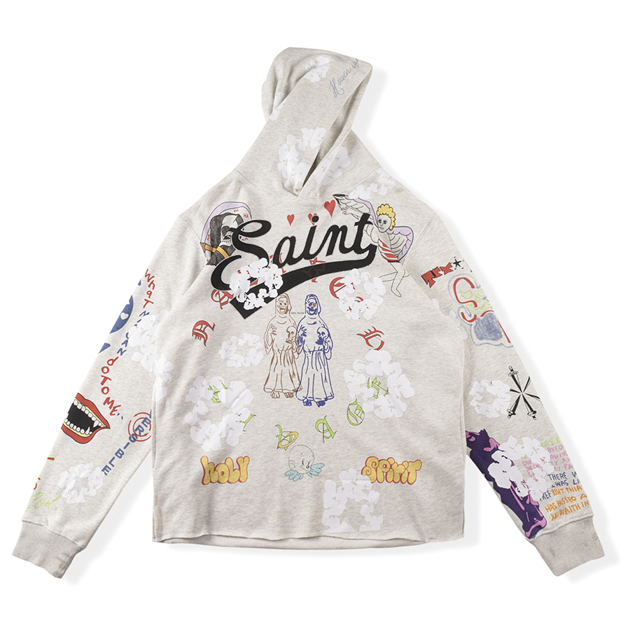 

Graffiti Sweatshirt Hoodies Men Women High Quality Pullover Print Hoode Loose Long Sleeve Pullovers, Gray