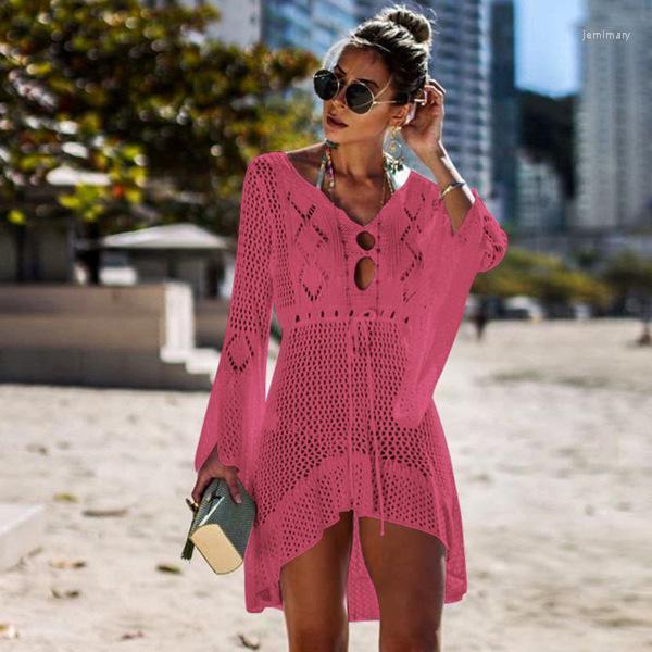 

Women's Sweaters Sexy Knit Beach Skirt Summer Southeast Asia Seaside Basks In Hollow-Out Blouse Drop Fulfillment ShipWomen's Jemi22, Blue