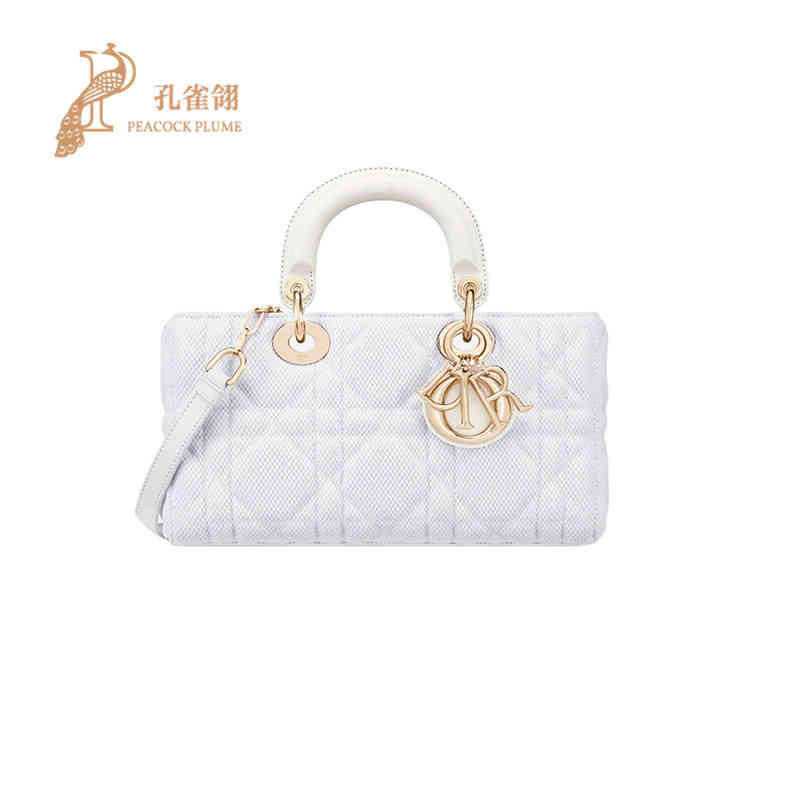 

Designer Handbag Christian women's white technology fabric large rattan pattern exquisite lady d-joy portable shoulder