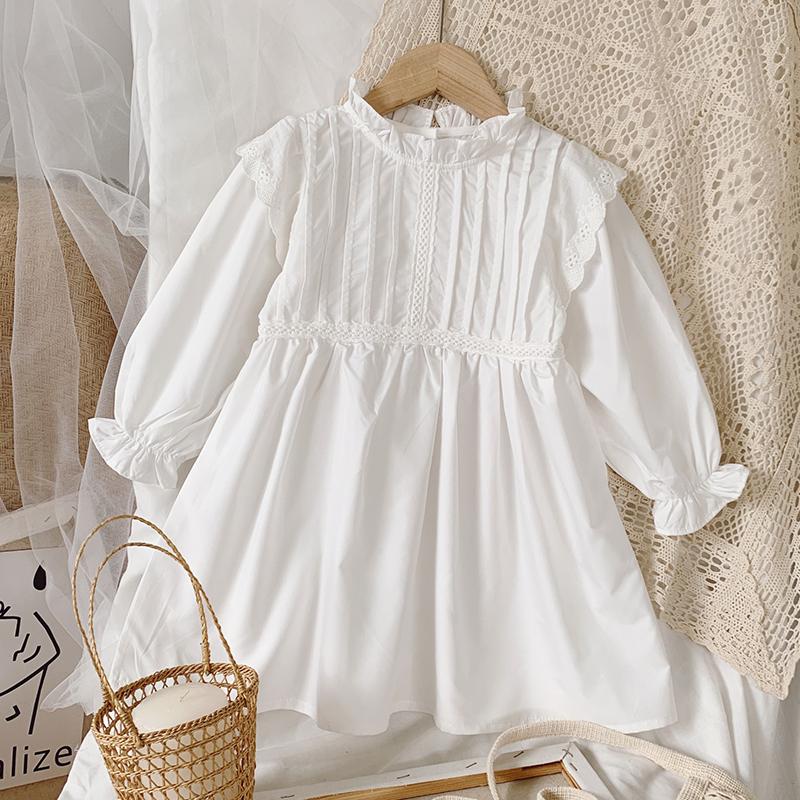 

Girl's Dresses Kids Baby Girls Pure Color Princess For Spring Autumn Girl Dress Long Sleeve DressGirl's, X55528 blue