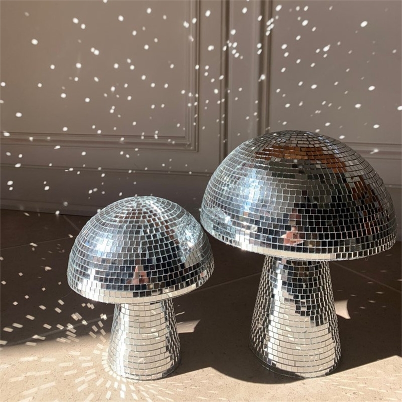 

Mushroom Disco Ball Mirror Reflective Ball for Wedding Party Room Table Decor Bar Stage Rotating Light DJ Lighting Reflections 220414