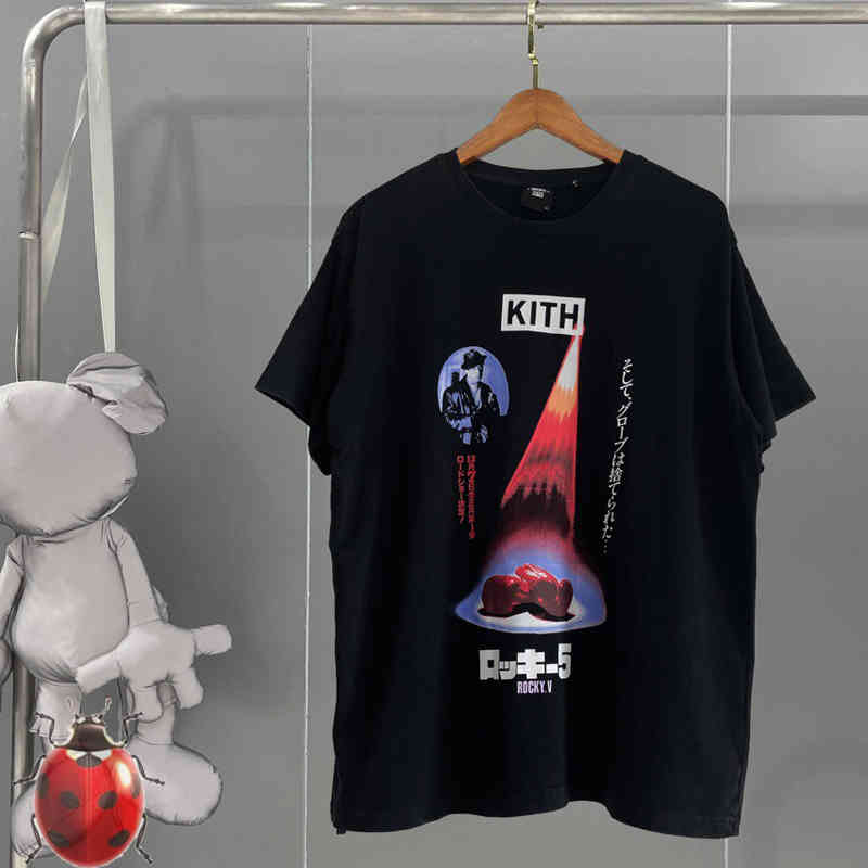 

Men' T-shirts Kith Rocky t Shirt Box Wash Do Old Tee Best Quality Film Projection Printing Men Women T-shirt, 12