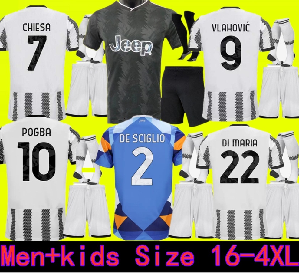 

adult-kids 22 23 Juventus POGBA Soccer Jerseys DI MARIA BONUCCI BREMER DANILO 2022 2023 CHIESA VLAHOVIC McKENNIE Juve PELLEGRINI Mens Kids kit set Football ShirtS, 22 23 away