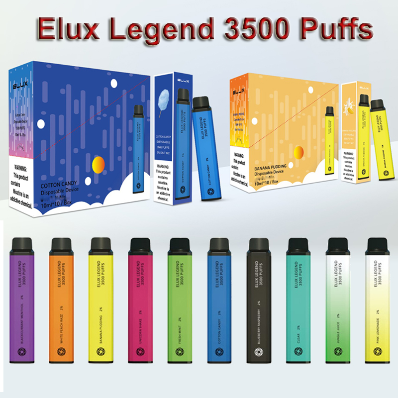 

ELUX LEGEND Disposable E Cigarettes Device Kit 3500 Puffs 1500mAh Battery 10ml 2% Prefilled Pod Vape Pen 24 different flavours VS fum ultra infinity