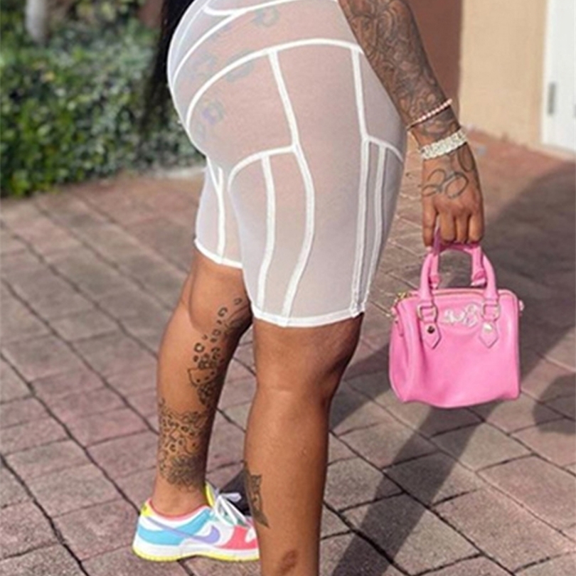 Weird Puss Sexy Mesh Shorts Slim Women Elastic See Through Stylish Summer Wild Streetwear Stretchy Tight Bottom Biker Short 220530