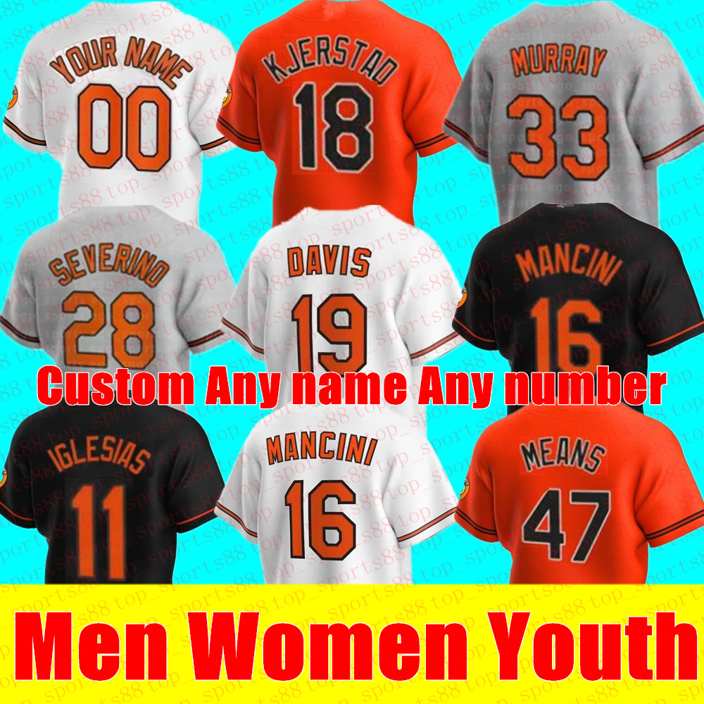 

New Men Women Youth Trey Mancini Jersey 19 Chris Davis Eddie Murray Dj Stewart 8 Cal Ripken Jr. 2 Freddy Galvis Hanser Alberto Orioles Brooks Robinson Baseball Jerseys