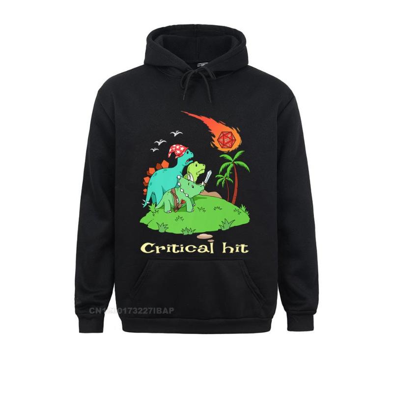 

Men' Hoodies & Sweatshirts Tabletop Gaming Critical Hit Dinosaurs And Dice Premium Hoodie Casual Coupons Simple Sportswears For Women, Black