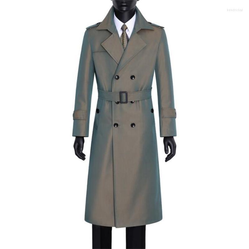 

Men' Trench Coats Youth Men' Double-breasted Spring Autumn All-match Chameleon Over-the-knee Super-long Clothes Abrigos Hombre InvieMe, Beige