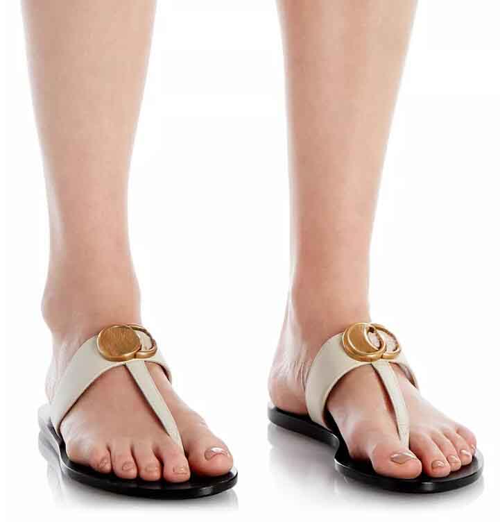 

Luxury brands designer shoes sandals flats Men and Women's Marmont Thong Sandal double- patent leather flip flops beach flat 35-46, 13