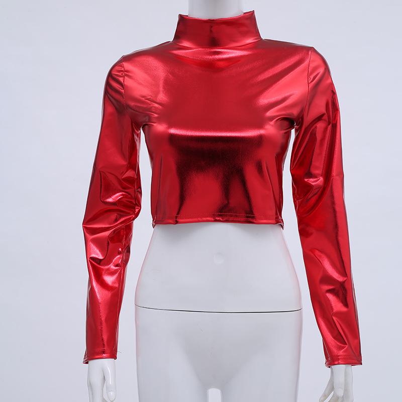 

Women's Jackets Pu Women Long Sleeve Shoulder Pad Zipper Faux Leather Jacket Short Coats Streetwear Gothic 2022 Autumn Winter CoolWomen's, Black