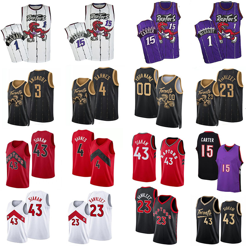 

Scottie 4 Barnes TOR Basketball Jerseys 43 Pascal Siakam 23 Fred VanVleet Tracy 1 McGrady 15 Vince Carter Retro Jersey 33 Gary Trent jr. Boucher Men Shirt tops mens, Colour 2