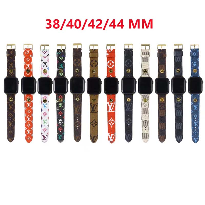 

Fashion Brand Apple Watch Strap For 42mm 41mm 38mm 40mm 44mm 45mm iWatch 2 3 4 5 6 7 watch bands Leather Bracelet Stripes watchband