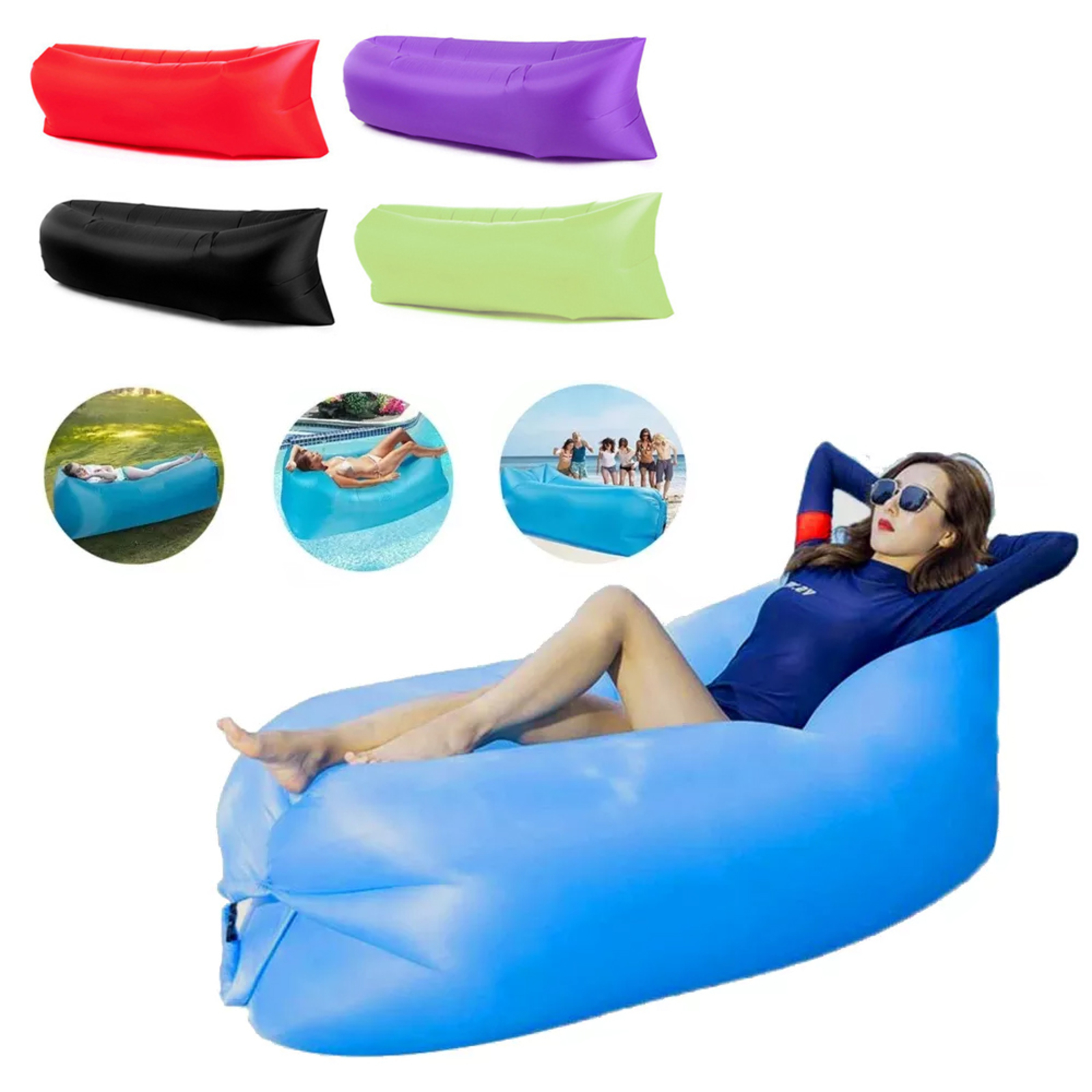 

Outdoor Inflatable Cushion Adults Kids Air Sofa Bed Lounger Couch Chair Bag Picnic Beach Lazy Camping Mat Portable Indoor Sofa