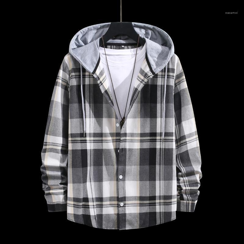 

Men' Casual Shirts 2022 Spring And Autumn Harajuku Style Hooded Shirt Long Sleeve, Gray