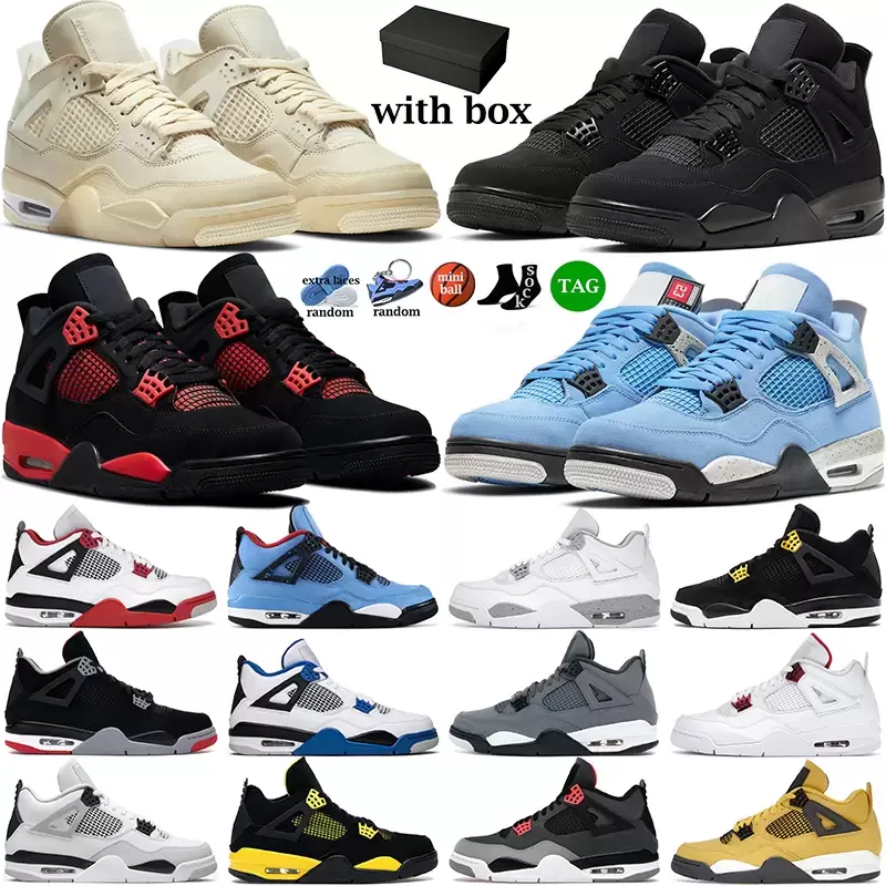 

2022 men women basketball shoes 4 4s Red Thunder Sail Black Cat White Oreo Pure Money Infrared Military Metallic Purple Cool Grey Motorsports mens sneakers