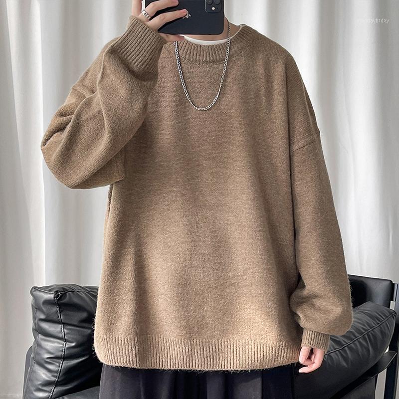 Ponts masculins M-5xl Plus taille Soft Cotton Stitch Crewneck Sweater Loose Fit Streetwear Fashion Corée Vêtements pour hommes surdimensionnés 4x