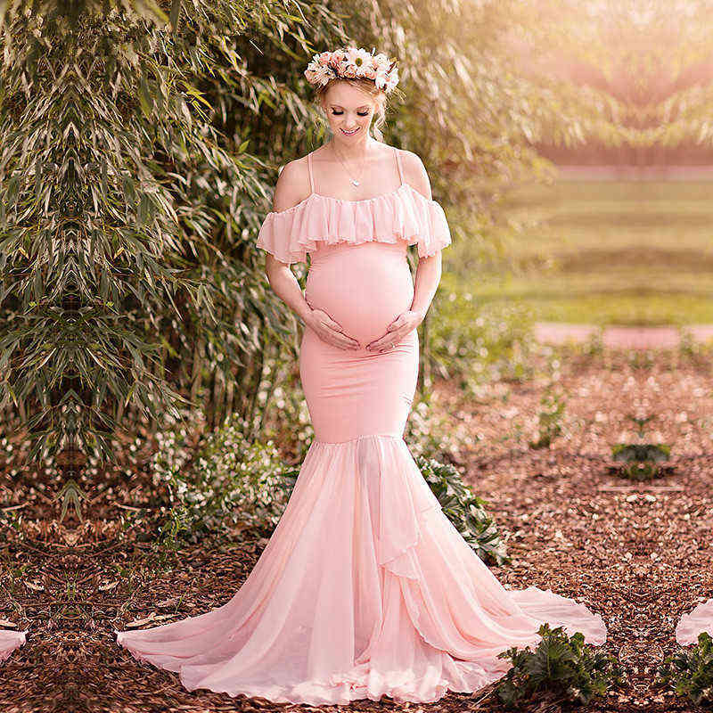 

Maternity photography props Pregnancy Clothes Cotton Mermaid Trumpet Strapless Maternity Dress shooting photo Pregnant dress G220418, 1862 rose red