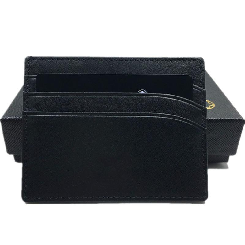 

Classic Black Genuine Leather Credit Card Holder Wallet For Business Man High Quality Thin Bank ID Card Case Coin Pocket Bag Small Purses 2022 New Fashion