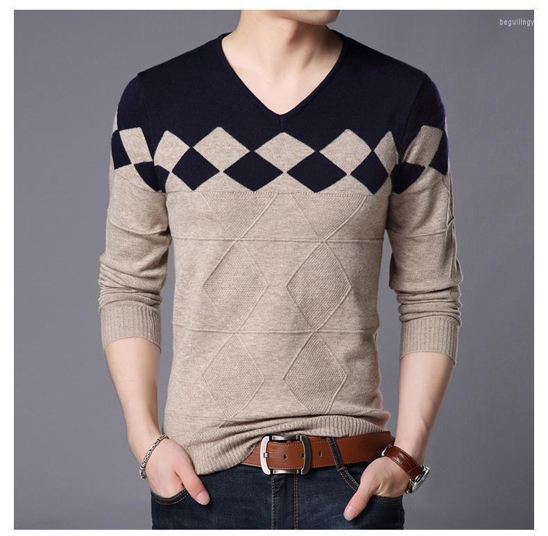 

Men's Sweaters Autumn Winter Sweater Men Loose Warm Long Sleeve V-Neck Knitting 2042 Begu22, Black