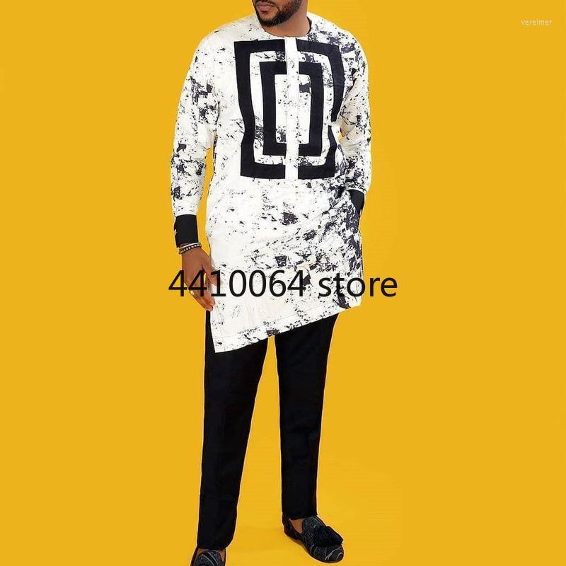 

Men's Dress Shirts African Dashiki Long Top Mens Print Shirt Hippie Men Fashion Muslim Clothes 2022 Summer Man Casual Plus Size White -4XLM, Top only