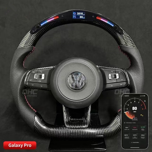 

Car Carbon Fiber Steering Wheel for Volkswagen Golf 7 MK7 GTI GTD GLI GT GTE R Line Scirocco Tiguan LED Performance