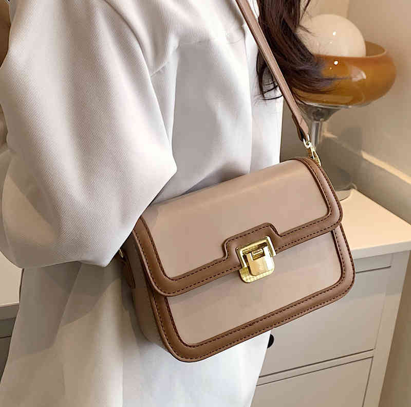 

High Sense Women's Bag 2022 New Fashion Summer Versatile One Shoulder Messenger Bag Net Red Armpit Small Square, Khaki