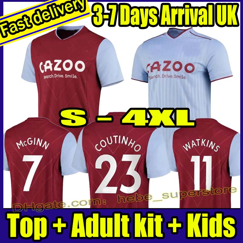 

S-4XL 22 23 Aston Soccer Jerseys COUTINHO BUENDIA BARKLEY Villa WATKINS McGINN Football Shirt, 22-23 kids