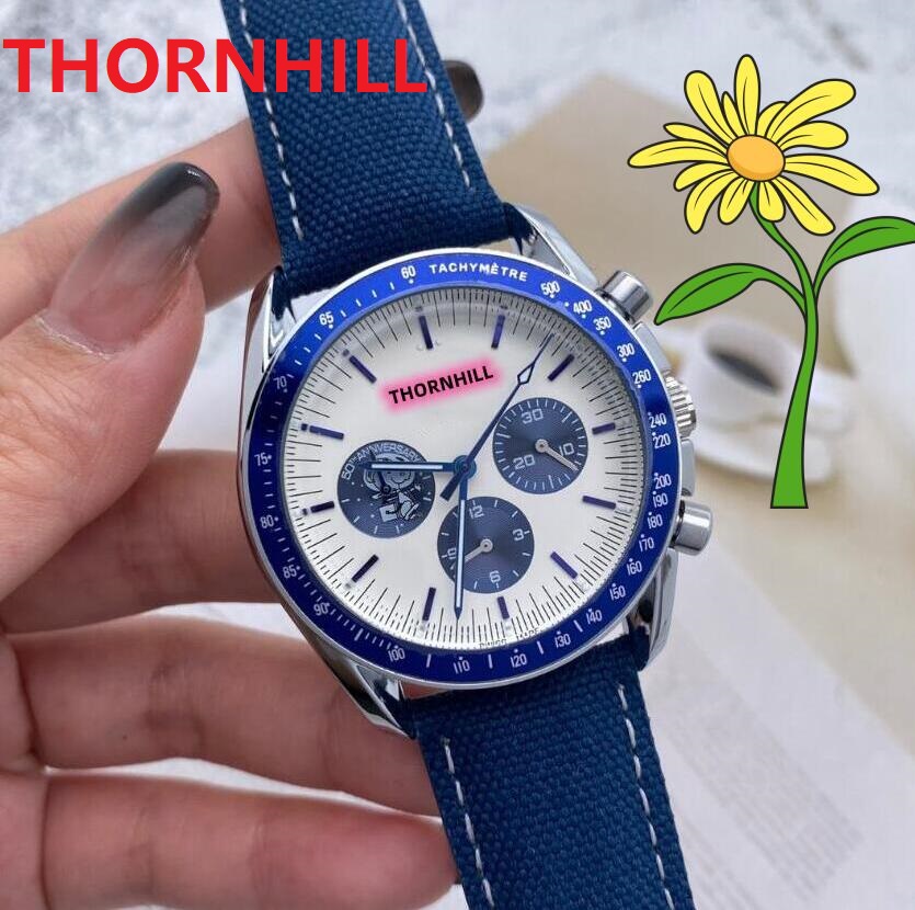 

full functional 50th anniversary quartz stopwatch watch 42mm All Dials Working Nylon Fabric Men Super Bright High Qualtiy Sports Man Wristwatches, As pic