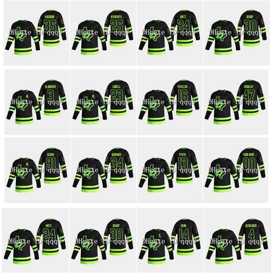 Xfl2020 95 2021 Jersey 91 Tyler Seguin 4 Miro Heiskanen 3 Klingberg 14 Jamie Benn 23 Esa Lindell 47 Alexander Radulov Rask Blackout