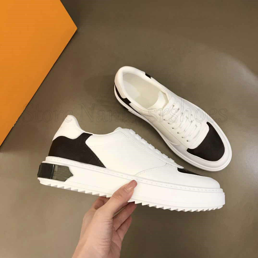

Luxury Mens OUT Casual Shoes Monograms Embossed Leather Platform Sneakers Black White Flowers Debossed Canvas Calf Trainers, Customize