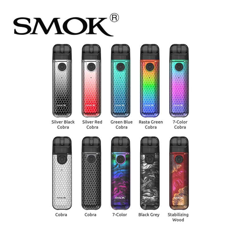 

Smok Novo 4 Mini Pod Kit 25W Vape Device Built-in 900mAh Battery 2ml Cartridge with 0.9ohm LP1 Meshed Coil 100% Authentic, Silver black cobra