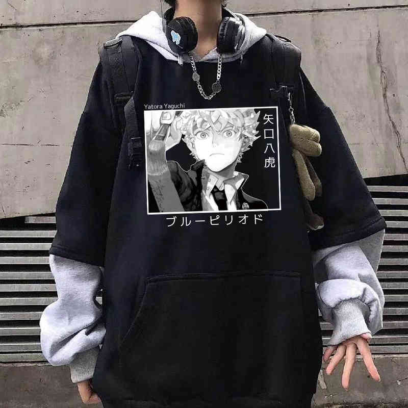 

2021 Anime Blue Period Hoodies Men's Casual Oversized Sweatshirts Streetwear Pullover Harajuku, Black